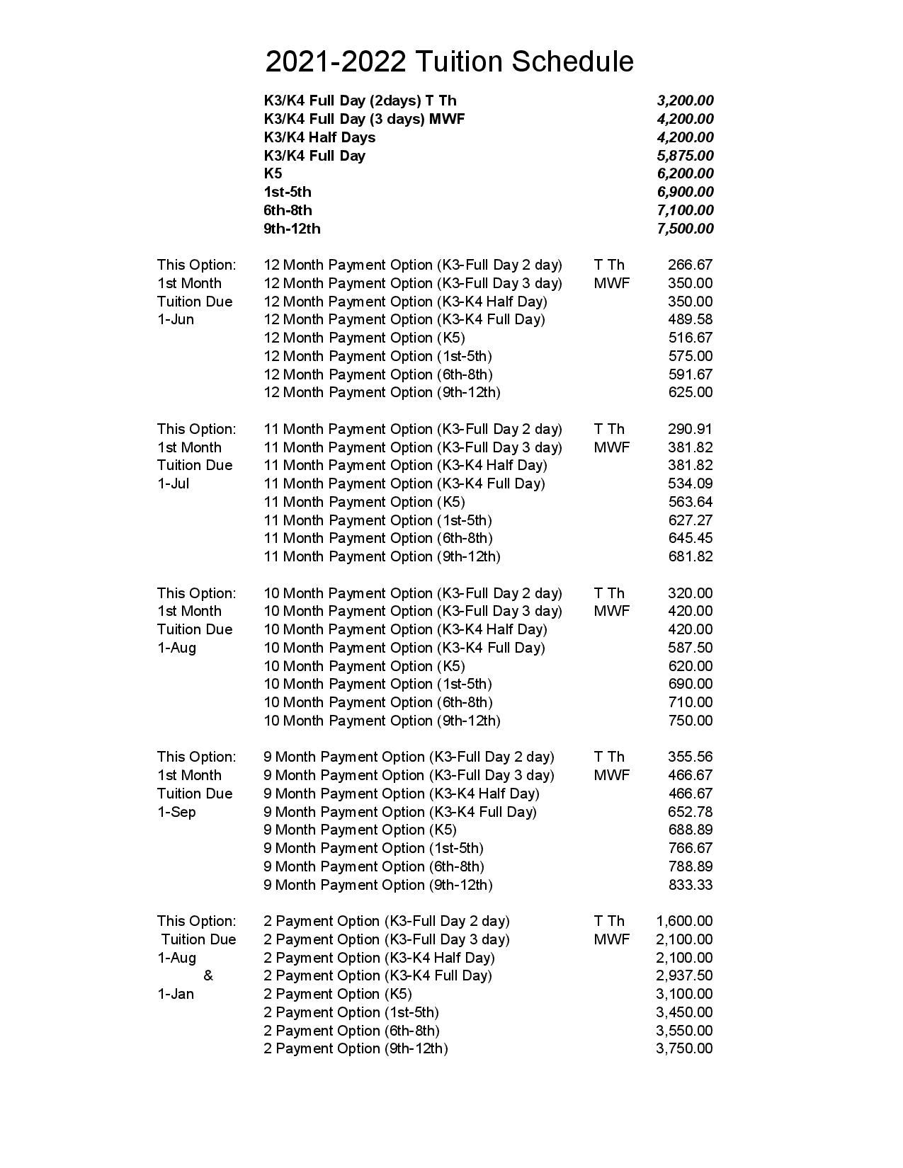 Tuition and Fees Eagle Point Christian Academy